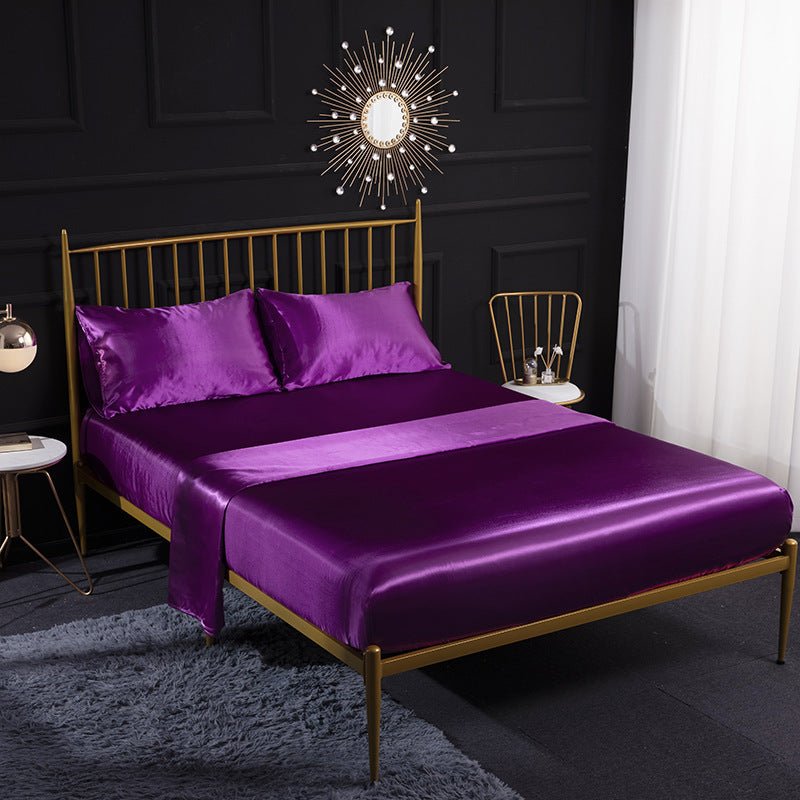 Ice Silk Bed Sheet Silk Satin Satin Pillowcase Silk Four Piece Bed Sheet - Shandi Shop Shandi Shop