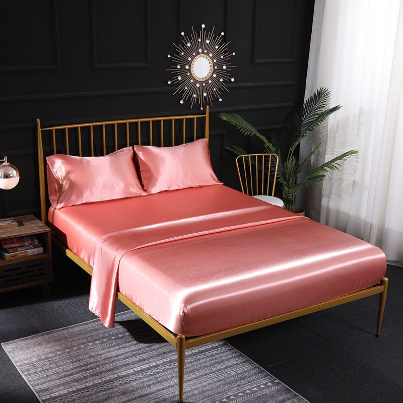 Ice Silk Bed Sheet Silk Satin Satin Pillowcase Silk Four Piece Bed Sheet - Shandi Shop Shandi Shop