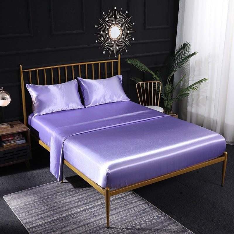 Ice Silk Bed Sheet Silk Satin Satin Pillowcase Silk Four Piece Bed Sheet - Shandi Shop Shandi Shop