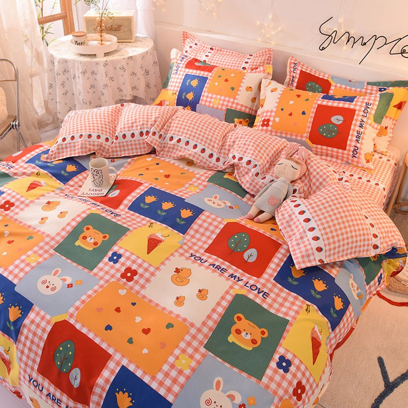 Gift Aloe Cotton Sheet Duvet Cover Sheet Four Piece Set - Shandi Shop Shandi Shop