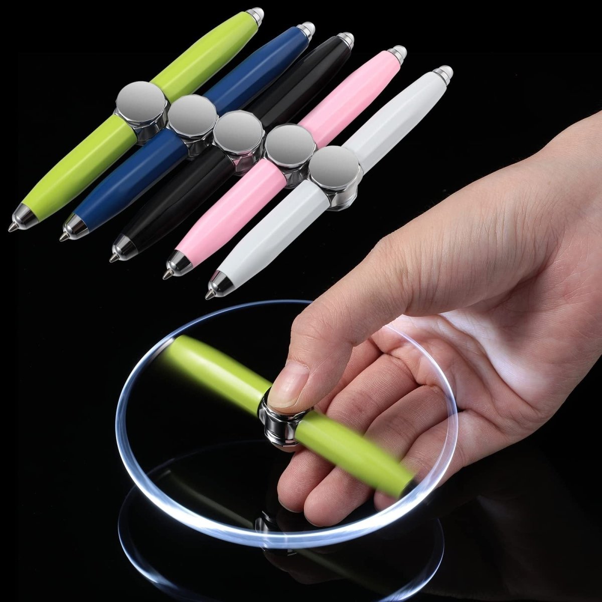 Creative Multi - Function LED Pen Spinning Decompression Gyro Metal Ballpoint Pen Fashion Office School Supplies Writing Pens - Shandi Shop Shandi Shop