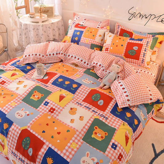 Gift Aloe Cotton Sheet Duvet Cover Sheet Four Piece Set - Shandi Shop Shandi Shop