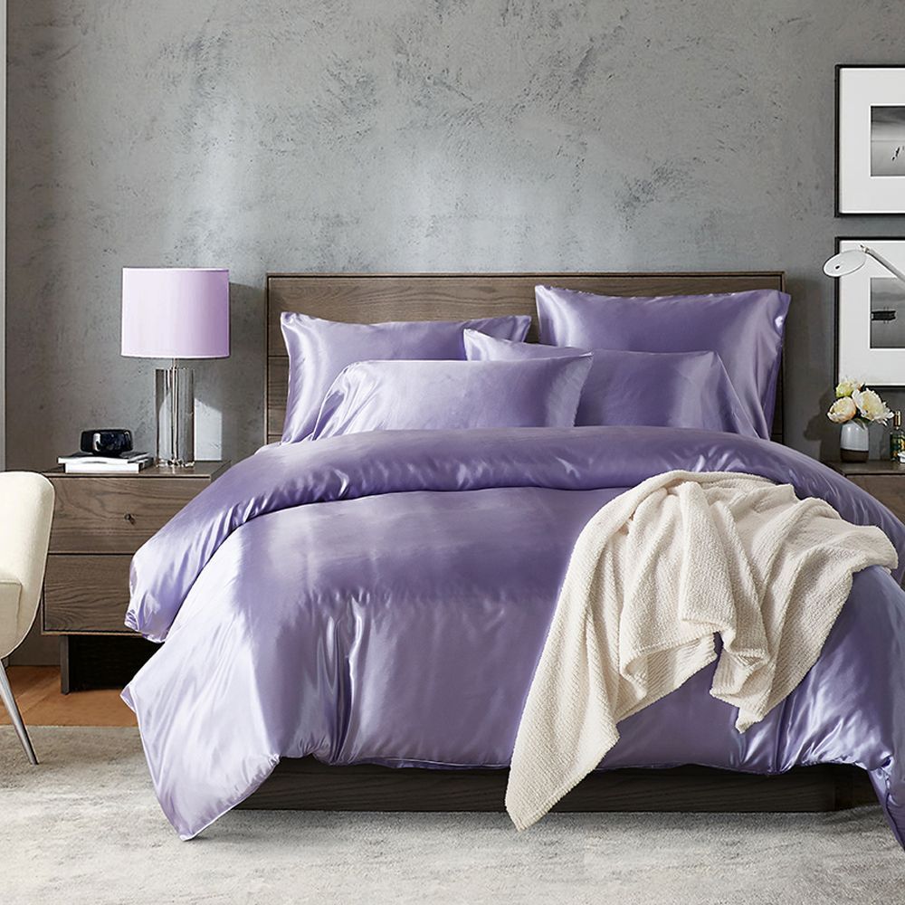 Hotel Home Solid Color Imitated Silk Luxury Satin 3pcs Comforter Bedding Set - Shandi Shop Shandi Shop