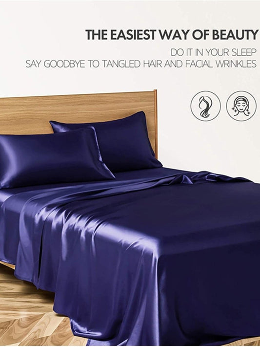 Four - piece Set Of Silk Bedding Sheets And Fitted Sheets - Shandi Shop Shandi Shop