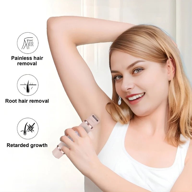 Dual - Head Electric Shaver Painless Women's Epilator Bikini Hair Removal Device Automatic Hair Trimmer Underarm Facial Lips Leg - Shandi Shop Shandi Shop