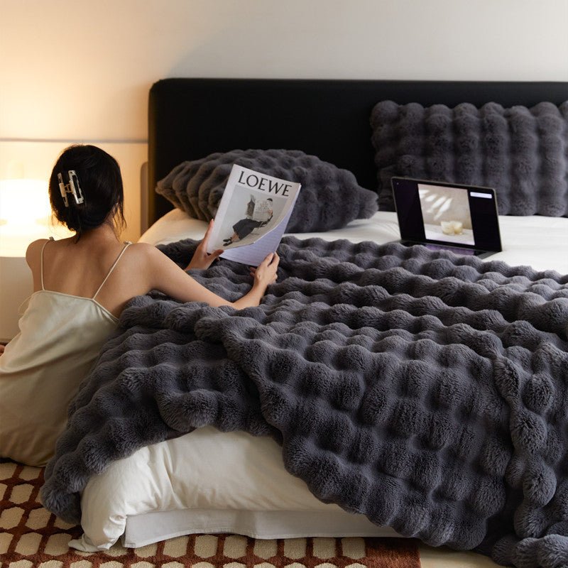 The Fur Rabbit Hair Sofa Blanket Is Simple And Luxurious - Shandi Shop Shandi Shop