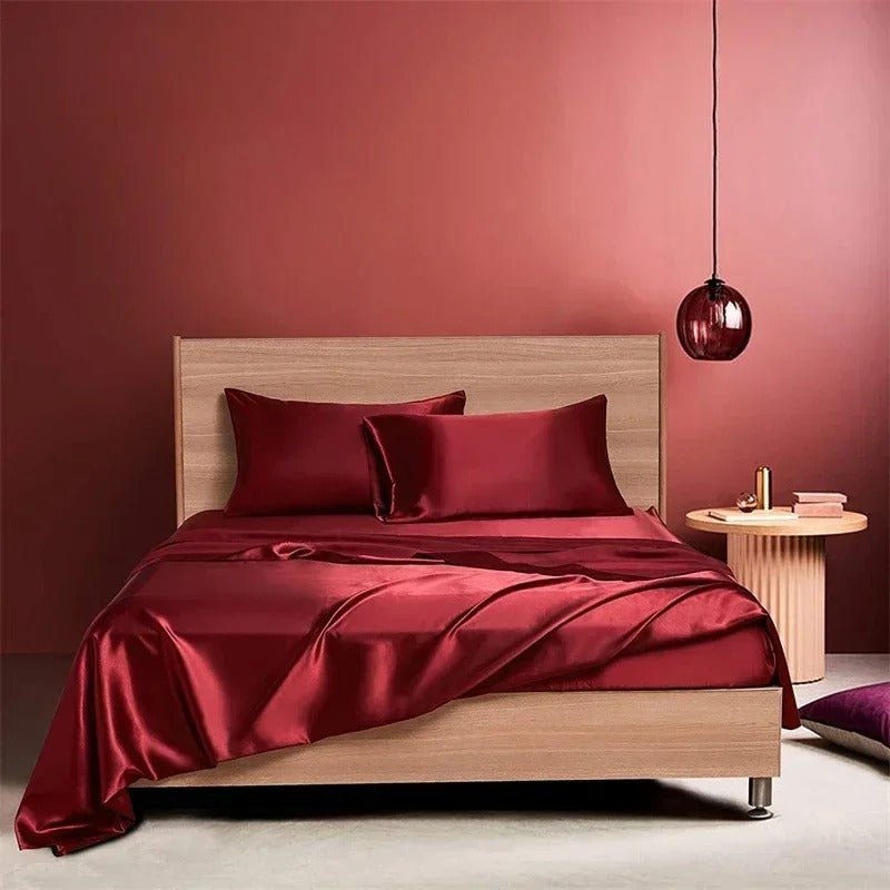 Four - piece Set Of Silk Bedding Sheets And Fitted Sheets - Shandi Shop Shandi Shop
