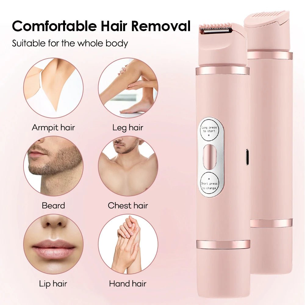 Dual - Head Electric Shaver Painless Women's Epilator Bikini Hair Removal Device Automatic Hair Trimmer Underarm Facial Lips Leg - Shandi Shop Shandi Shop