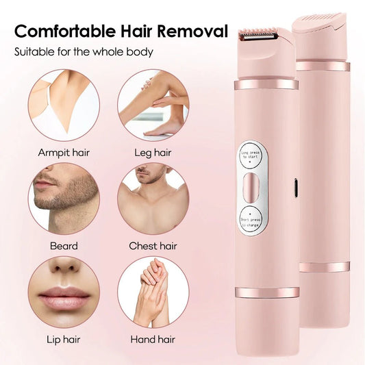 Dual - Head Electric Shaver Painless Women's Epilator Bikini Hair Removal Device Automatic Hair Trimmer Underarm Facial Lips Leg - Shandi Shop Shandi Shop