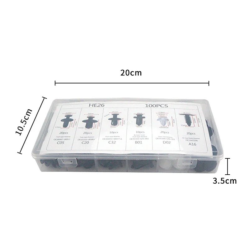 100 - Piece Car Fastener Clip Kit – Fender, Bumper & Trim Retainers - Shandi Shop Shandi Shop