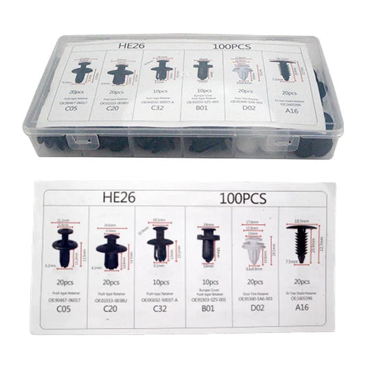 100 - Piece Car Fastener Clip Kit – Fender, Bumper & Trim Retainers - Shandi Shop Shandi Shop