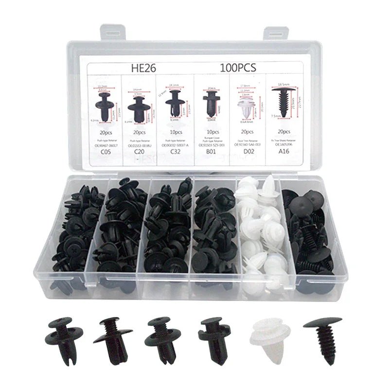100 - Piece Car Fastener Clip Kit – Fender, Bumper & Trim Retainers - Shandi Shop Shandi Shop